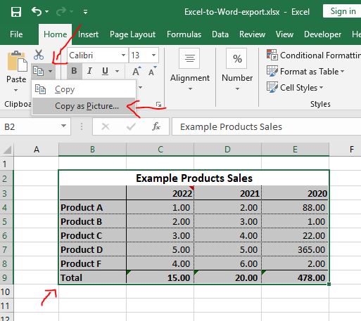 how to export a list of word files to excel