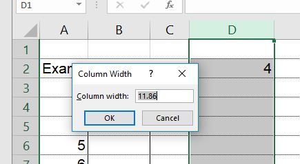 viewing and changing column width in Excel