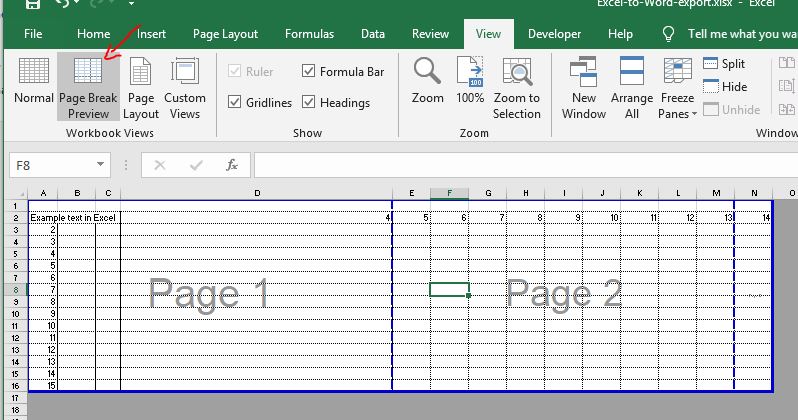 Excel page break preview